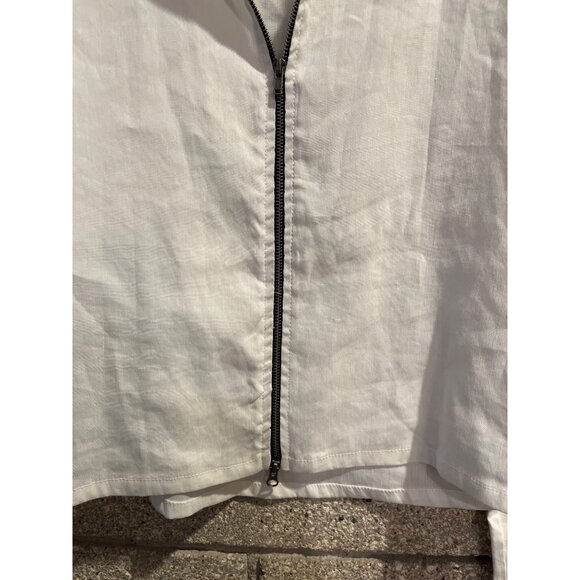 Bryn Walker Womens White Front Zip Long Sleeve Top - Picture 4 of 6